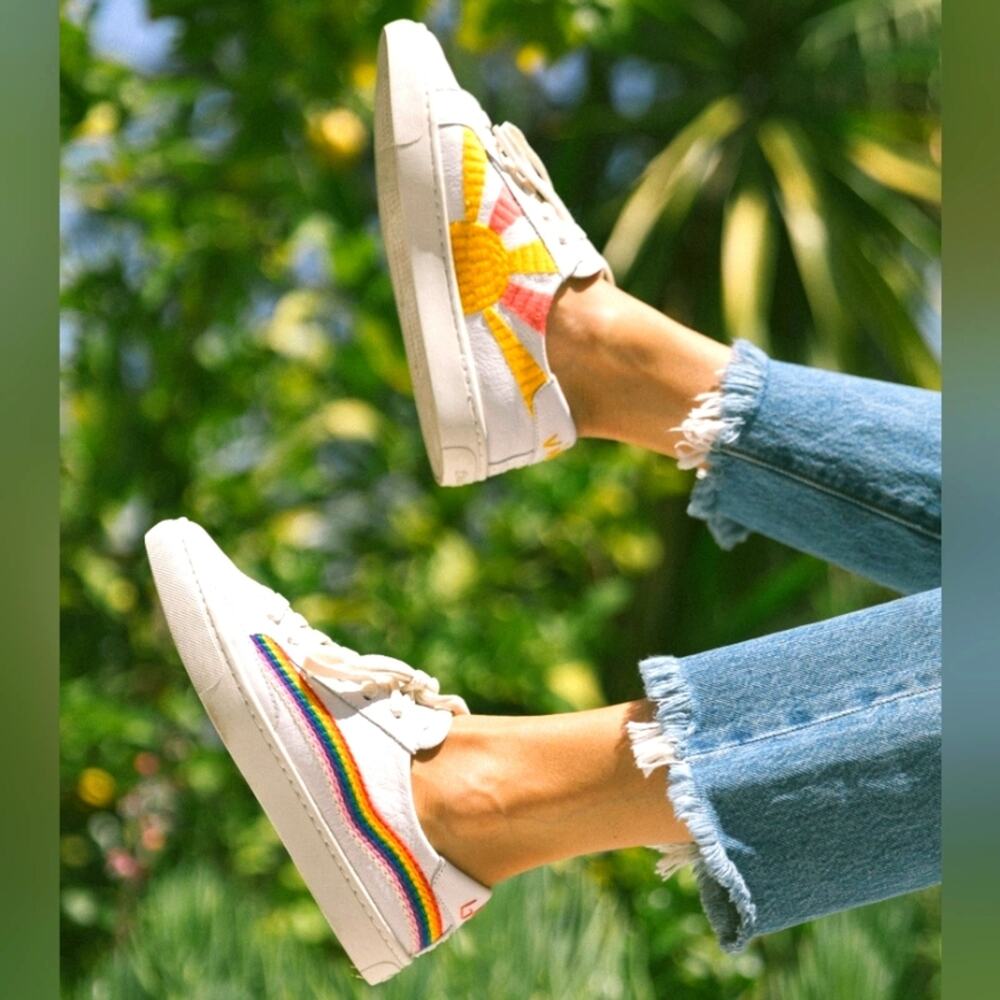 NEW! Soludos Ibiza Rainbow Wave Platform Sneaker